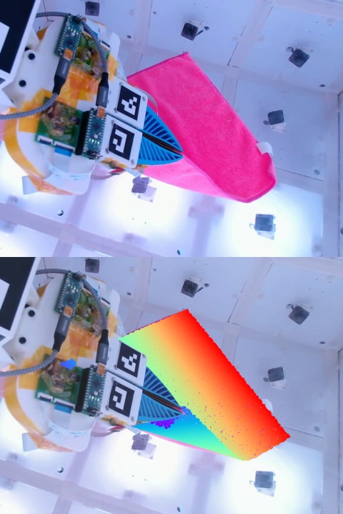 Input above and HermiteTwin resimulation below: Cloth · fitted motion